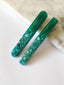 Set of two minimal hair clips - moss glitter