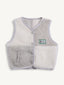merino vest - cream & grey