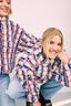 merino wool jacket- pink & cobalt ADULT