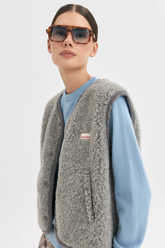 kamizelka merino - stone grey