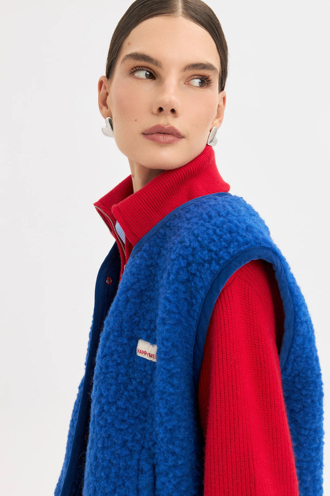 merino vest - cobalt