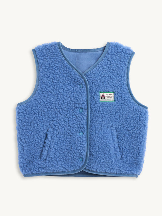 kamizelka dziecięca wełniana merino ice blue przód
