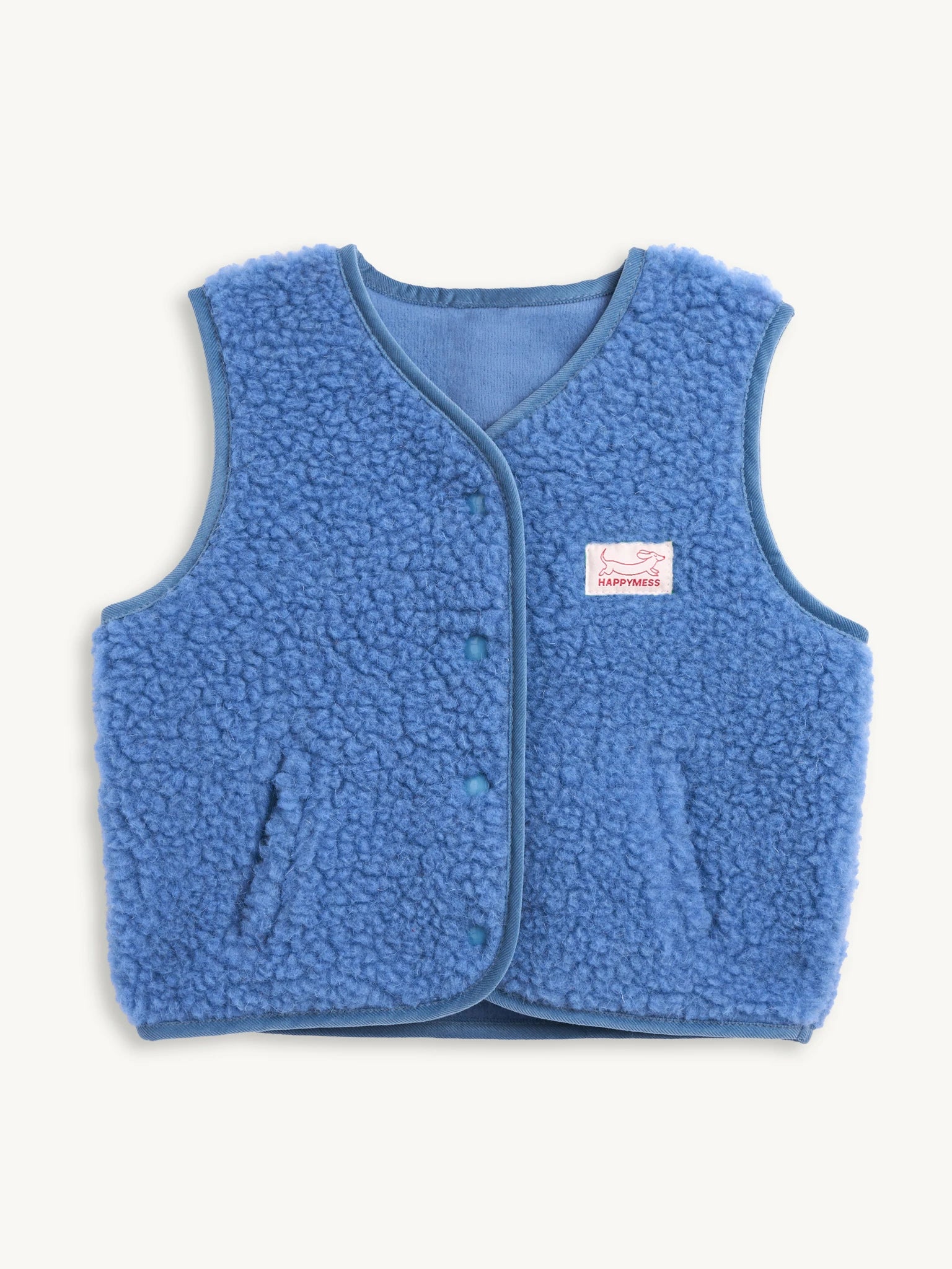 kamizelka wełniana merino dziecięca ice blue outfit tył