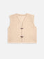 wełniana kamizelka merino bezowa almond z guzikiem merino wool vest beige 
