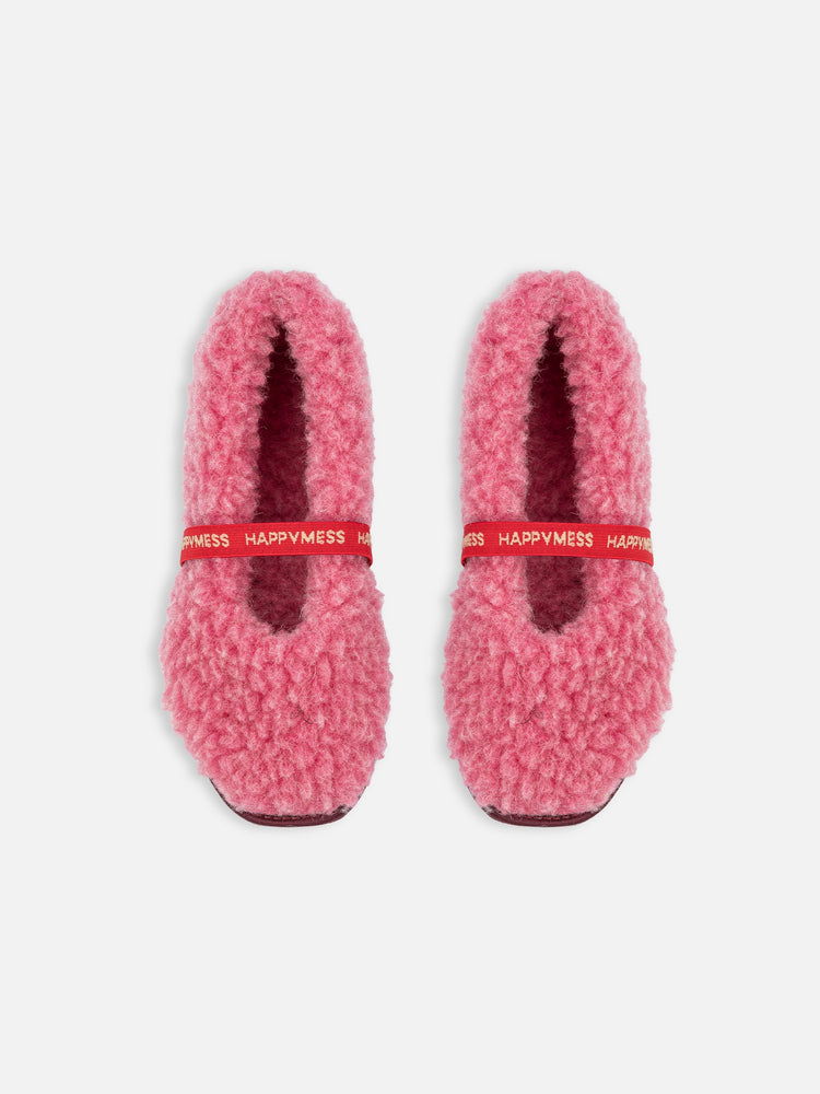 wełniane kapcie damskie merino z gumką woolen slippers dusty pink różowe wool wolle