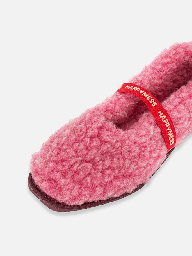 wełniane kapcie damskie merino z gumką woolen slippers dusty pink różowe wool wolle