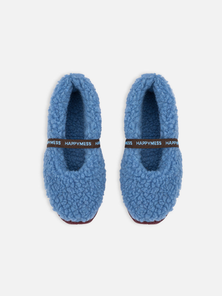 wełniane kapcie damskie merino z gumką woolen slippers niebieskie ice blue wool 