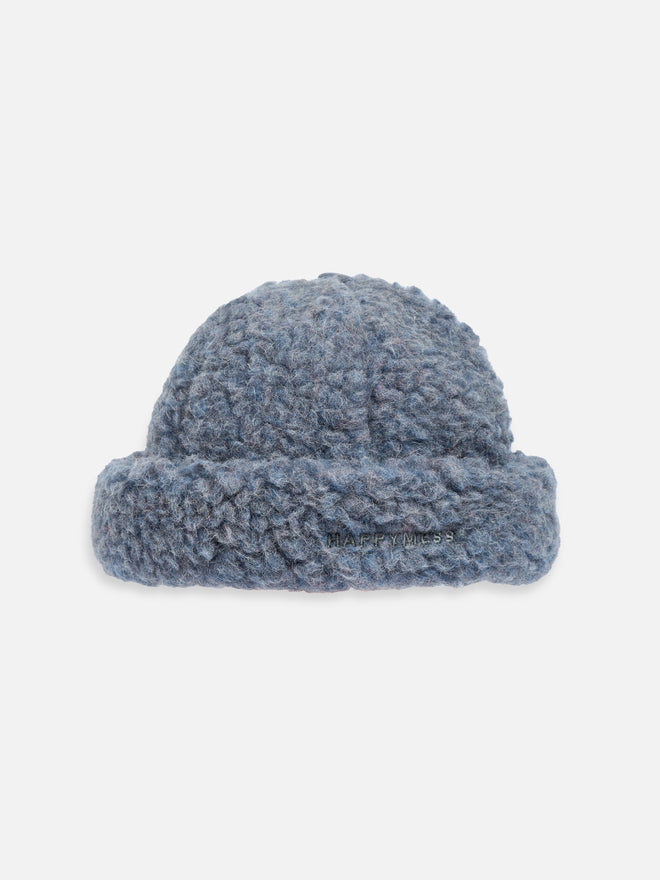 wełniana czapka damska merino niebieska baltic merino wool hat merinowolle mütze