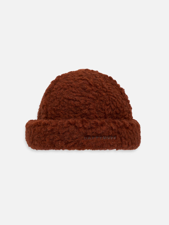 wełniana czapka damska merino brąz merino wool hat merinowolle mütze brązowa clay