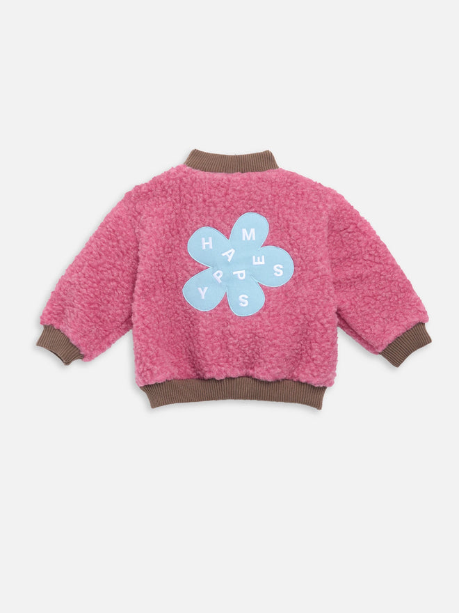 dziecięca kurtka bomberka wełniana wełna merino różowa merino wool bomber jacket dusty pink 
