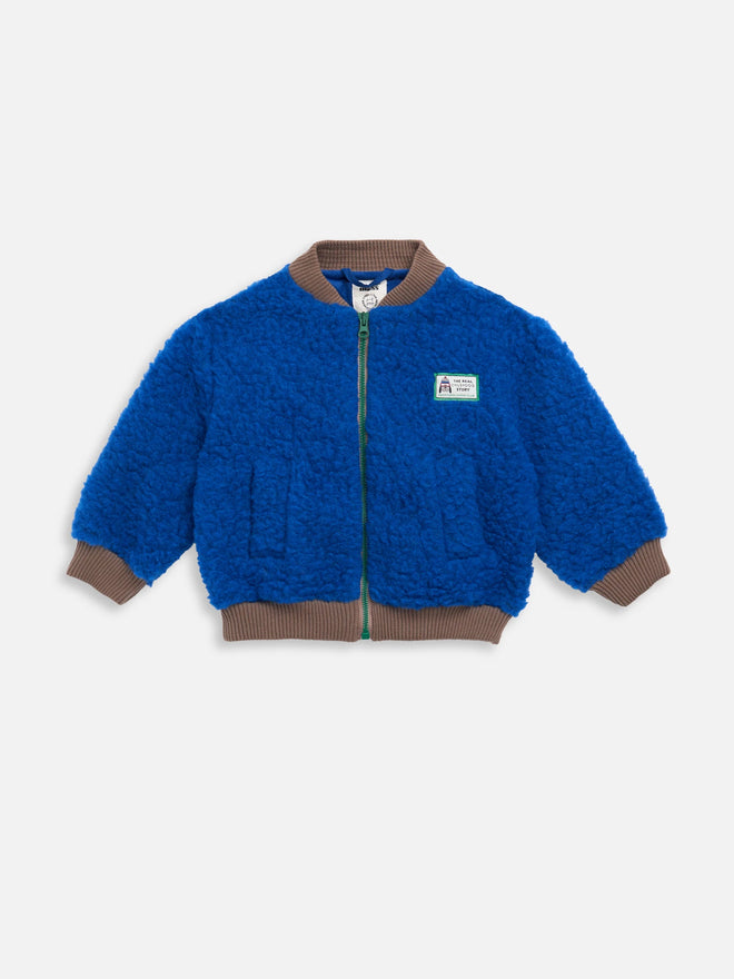 dziecięca kurtka bombera wełniana merino wełna niebieska granatowa kobaltowa merino wool bomber jacket children's cobalt 