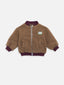 dziecięca kurtka bomberka wełniana wełna merino brązowa teddy brown merino wool children's bomber jacket 