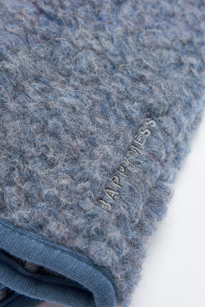 wełniane rękawiczki z klapką teddy merino wool mittens niebieskie baltic