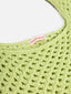 letnia dzianinowa torebka zielona bawełna organiczna organic cotton crochete bag kiwi green strickhandtasche bio-baumwolle handtasche detal