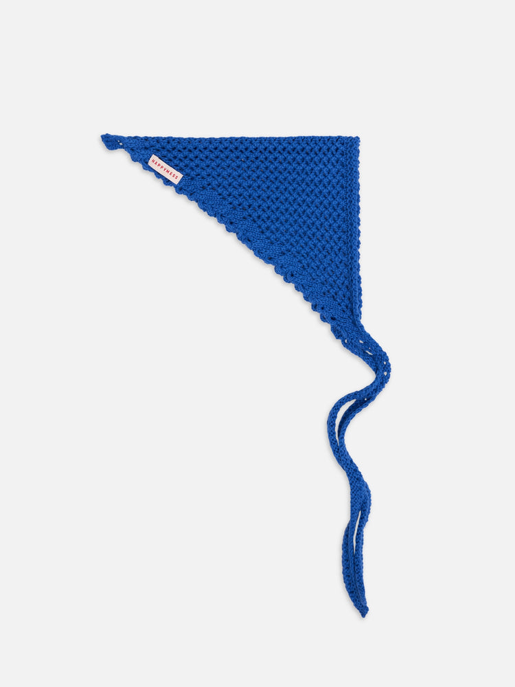 bandana na głowę granatowa dzianinowa bawełniana bawełna organiczna organic cotton knitted scarf deep sea kopftuch bio-baumwolle 