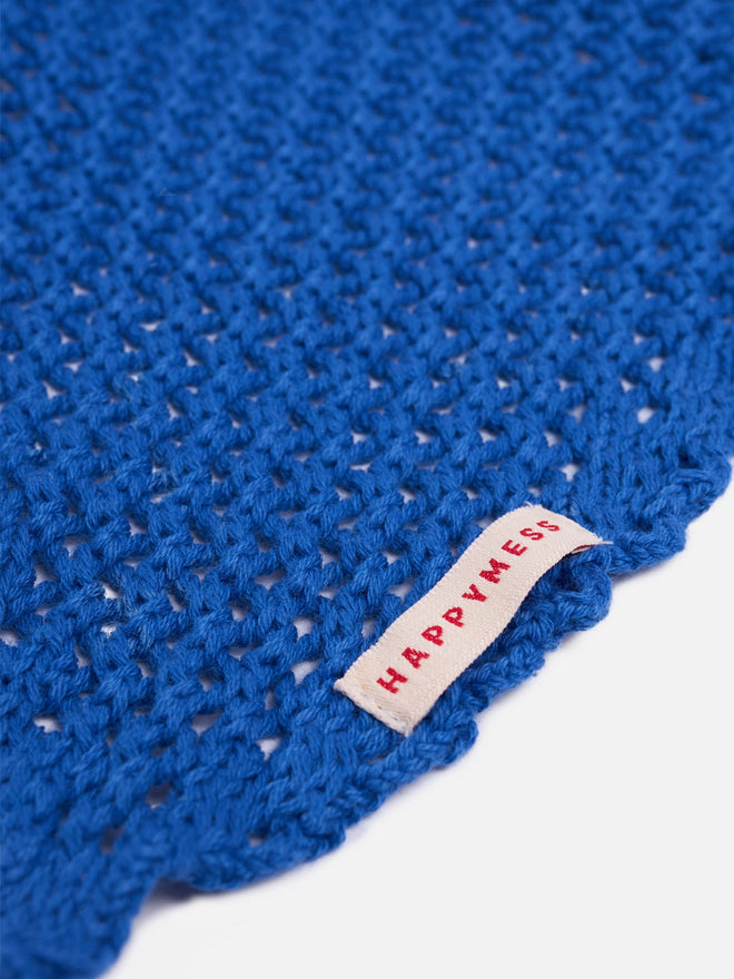 bandana na głowę granatowa dzianinowa bawełniana bawełna organiczna organic cotton knitted scarf deep sea kopftuch bio-baumwolle detal