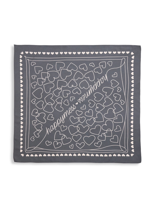 wielofunkcyjna bandana z wiskozy szara stone hearts 80x80 serca