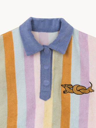 bawełniana bluza frotowa dziecięca w paski jamnik sunset stripes organic cotton detal