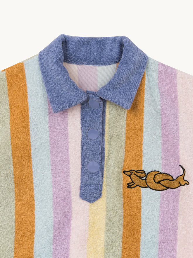 bawełniana bluza frotowa dziecięca w paski jamnik sunset stripes organic cotton detal