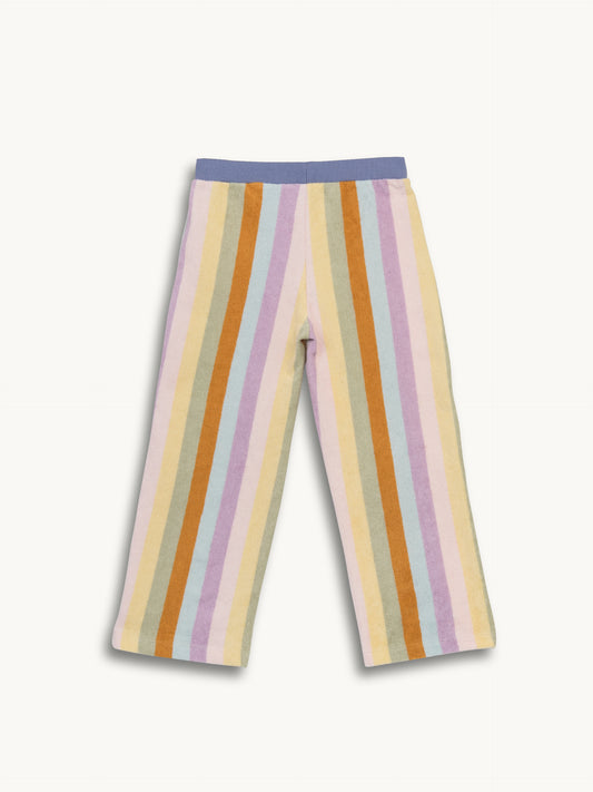 bawełniane frotowe spodnie dziecięce w paski synset stripes bawełna organiczna tył