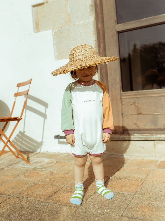 dziecięce body kolorowe bawełna organiczna multicoloured organic cotton lato dziecko stylizacja kapelusz skarpetki