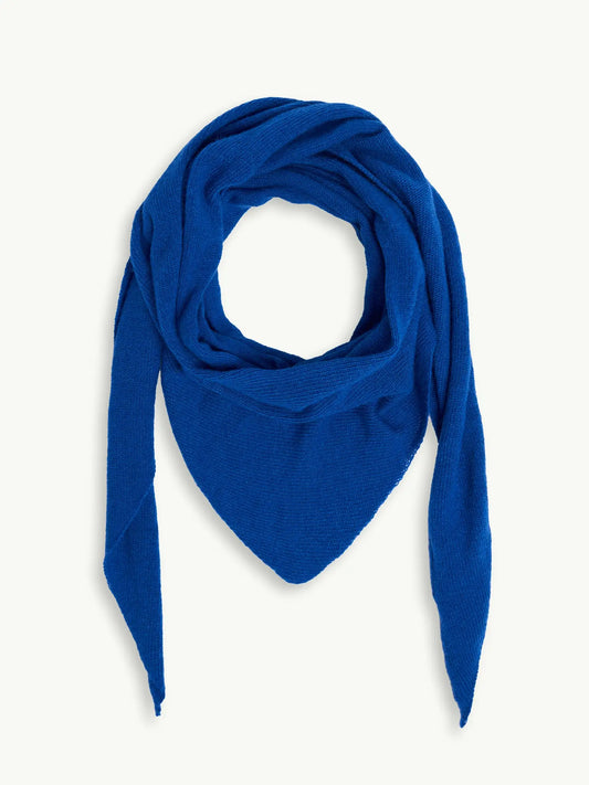 dzianinowa chusta z wełną i kaszmirem kobaltowa wool blend scarf cobalt 