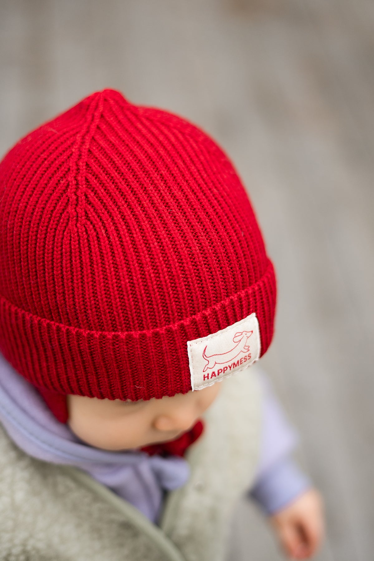 czapka beanie czerwona retro red child hat outfit dziecko