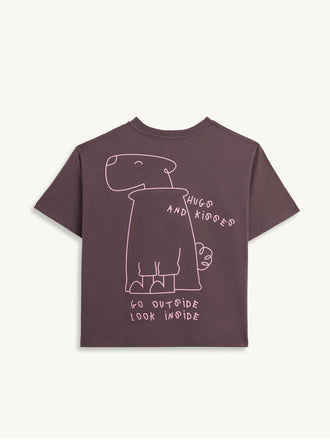 t-shirt damski brązowy edgy dog bawełna organiczna organic cotton tył koszulki