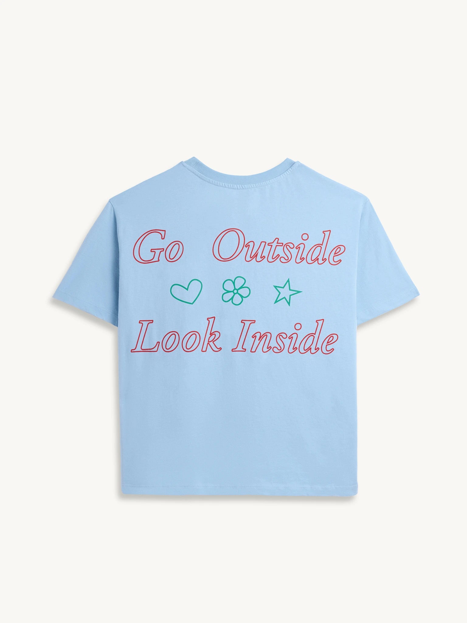 t-shirt damski niebieski go outside look inside bawełna organiczna organic cotton tył