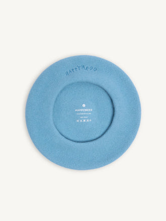 damski wełniany beret niebieski blue stars wool dół dziecięcy