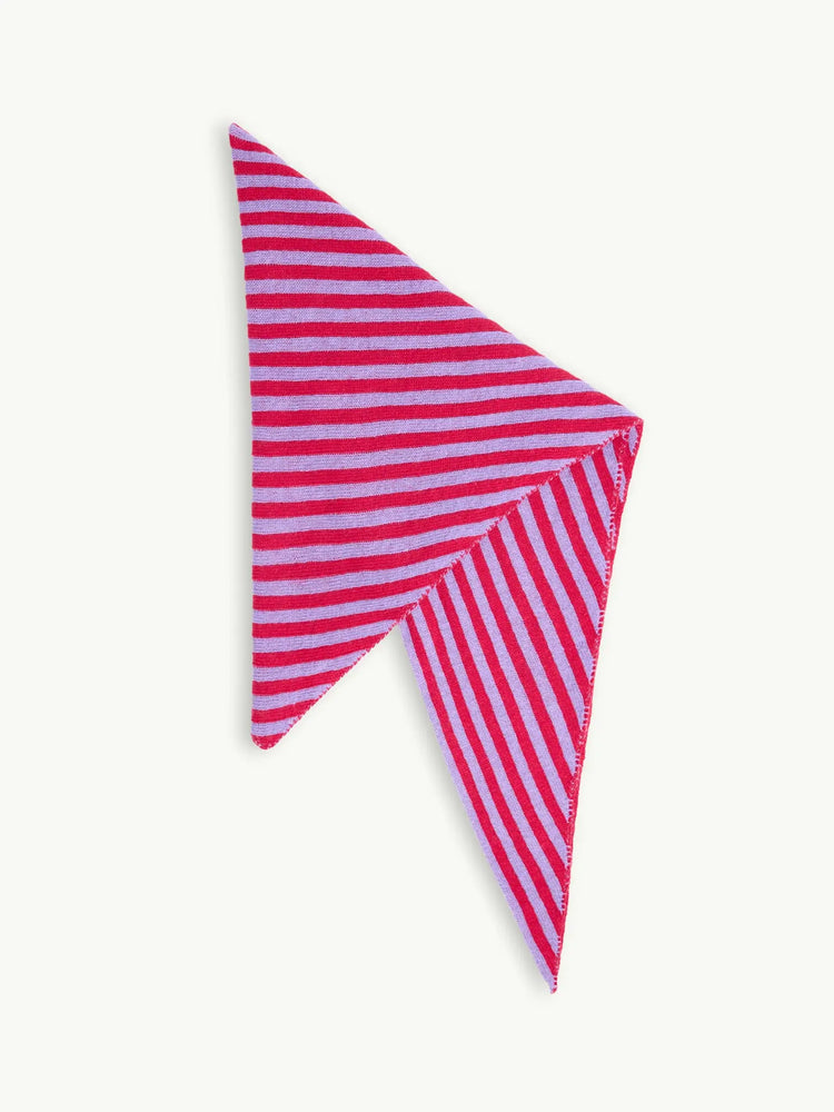 dzianinowa chusta w paski cherry bloom filetowo różowe paski z wełną i kaszmirem wool blend scarf