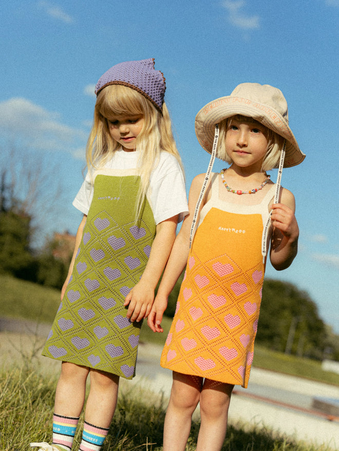 dziecięca sukienka letnia zielona bawełniana bawełna organiczna children's cotton dress lemongrass kleid kinderkleid orange baumwollkleid