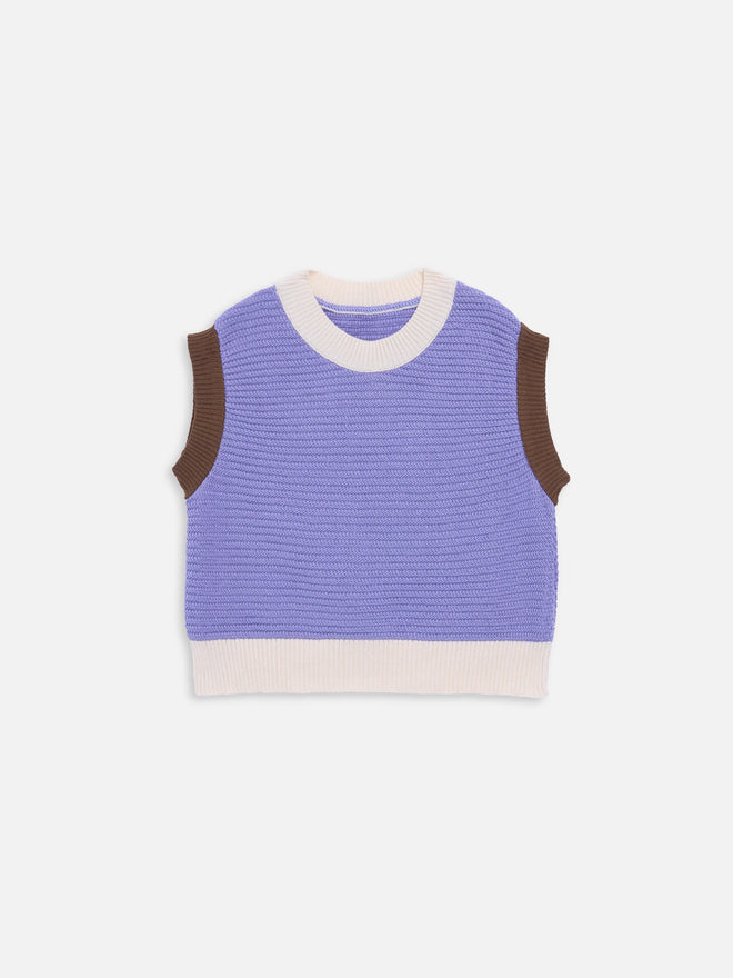 dziecięca kamizelka top fioletowa bawełna organiczna bluzka organic cotton vest children's organic cotton bluse baumwollbluse przód