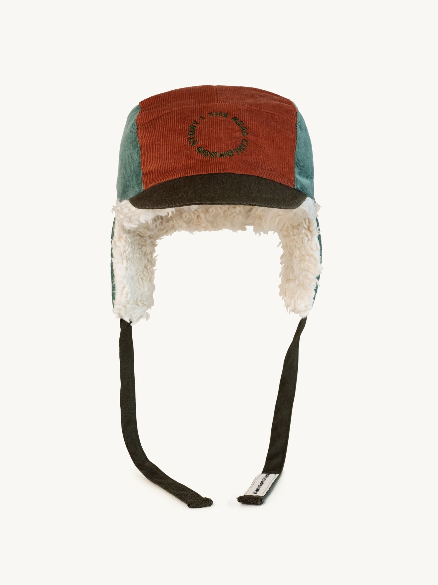 dziecięca czapka uszatka sztruksowa sztruks plusz bawełna organiczna cinnamon tea organic cotton plush cap przód