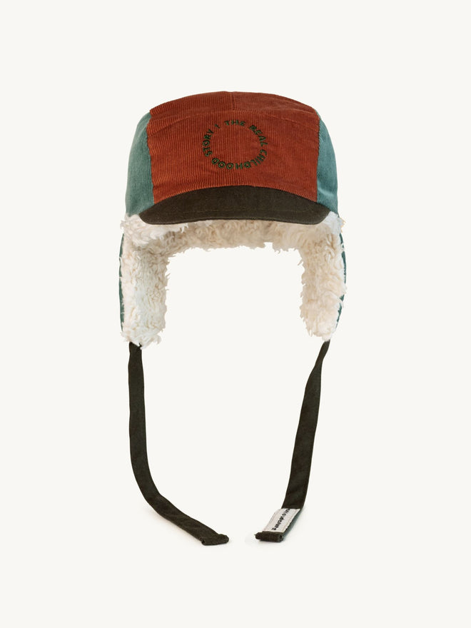 dziecięca czapka uszatka sztruksowa sztruks plusz bawełna organiczna cinnamon tea organic cotton plush cap przód