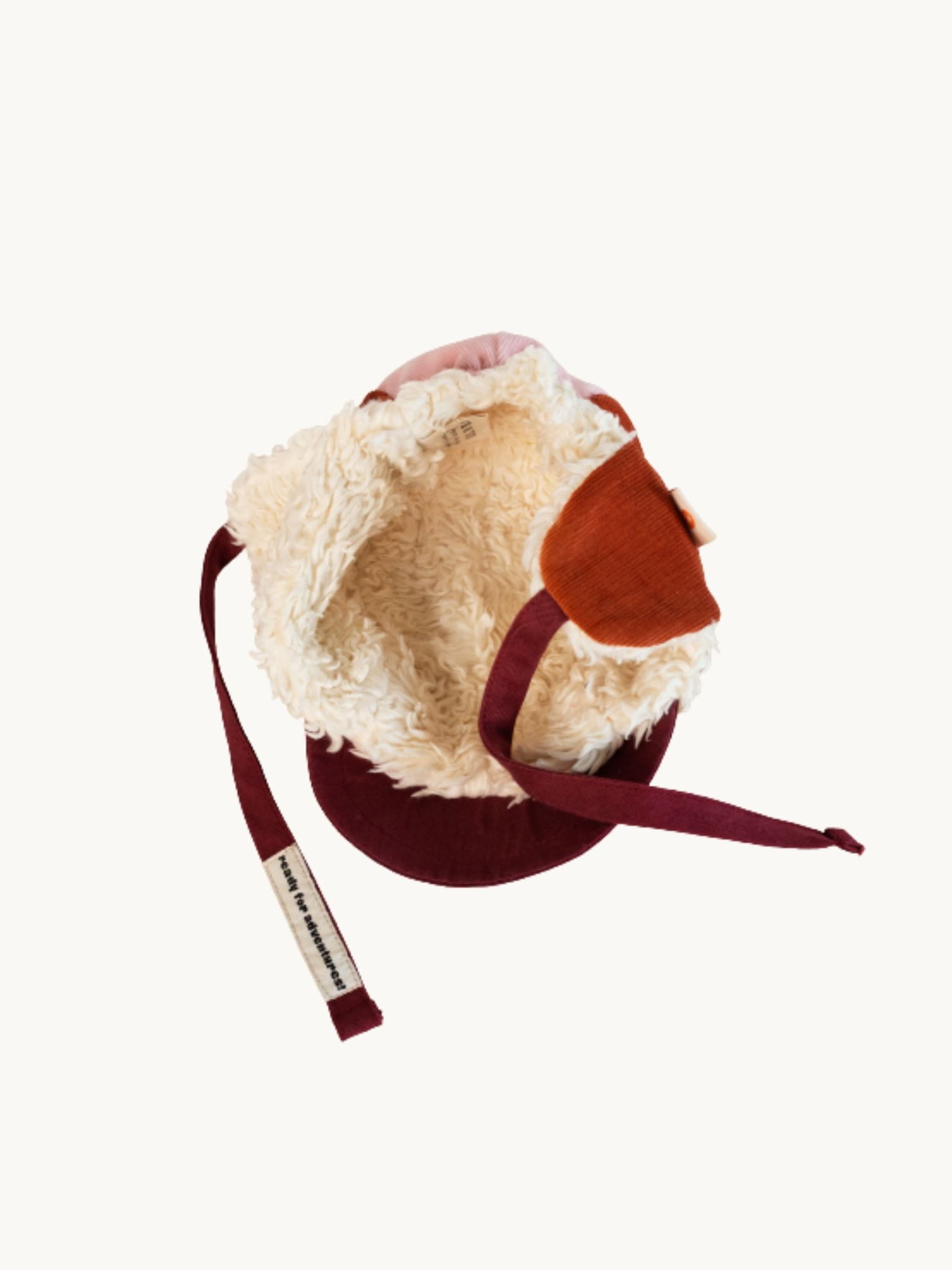 dziecięca czapka uszatka bawełniana różowa bordowa pink snow cotton hat wnętrze