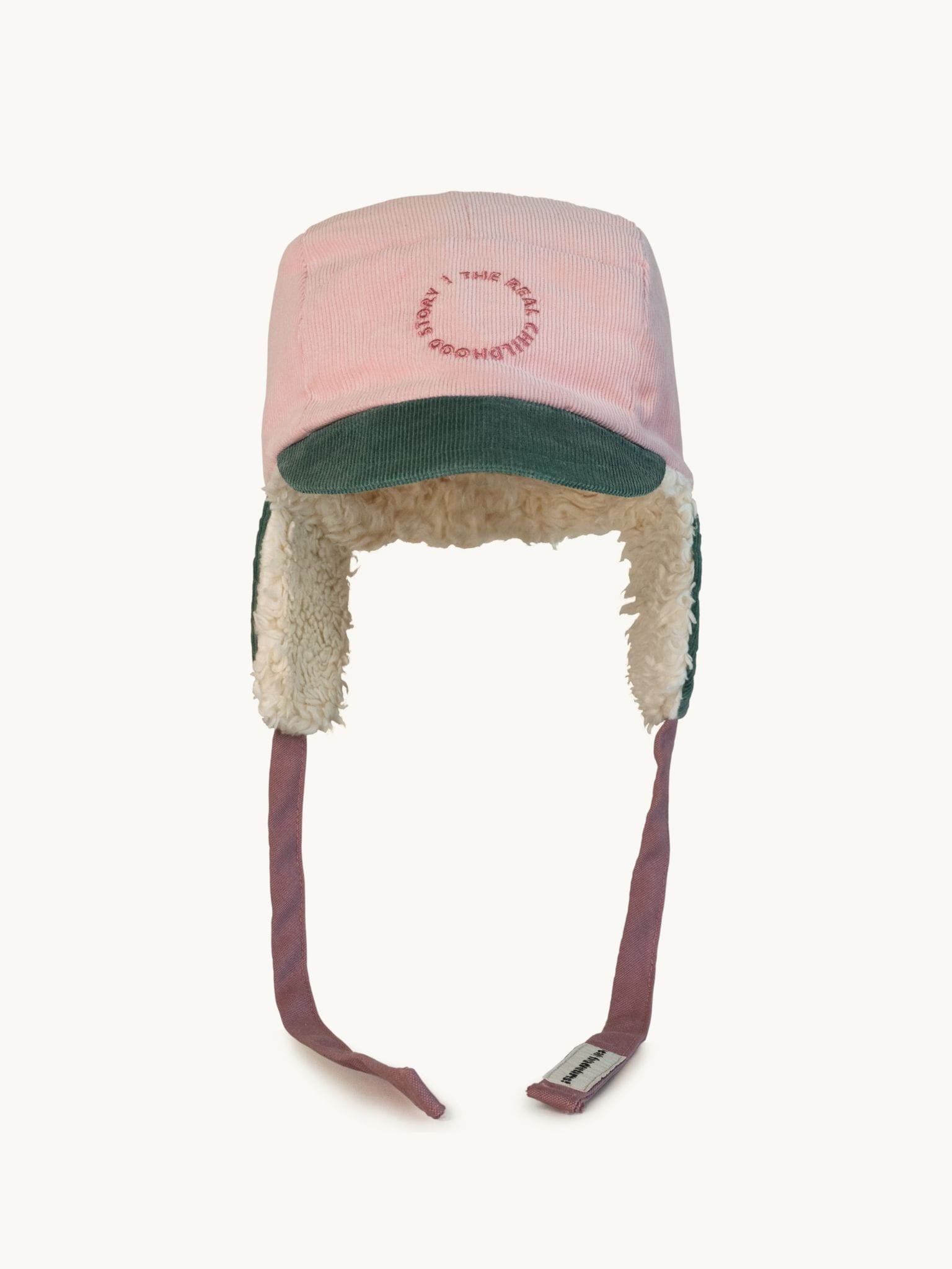 dziecięca czapka bawełniana sztruksowa sztruks plusz różowa forest flower cotton hat przód