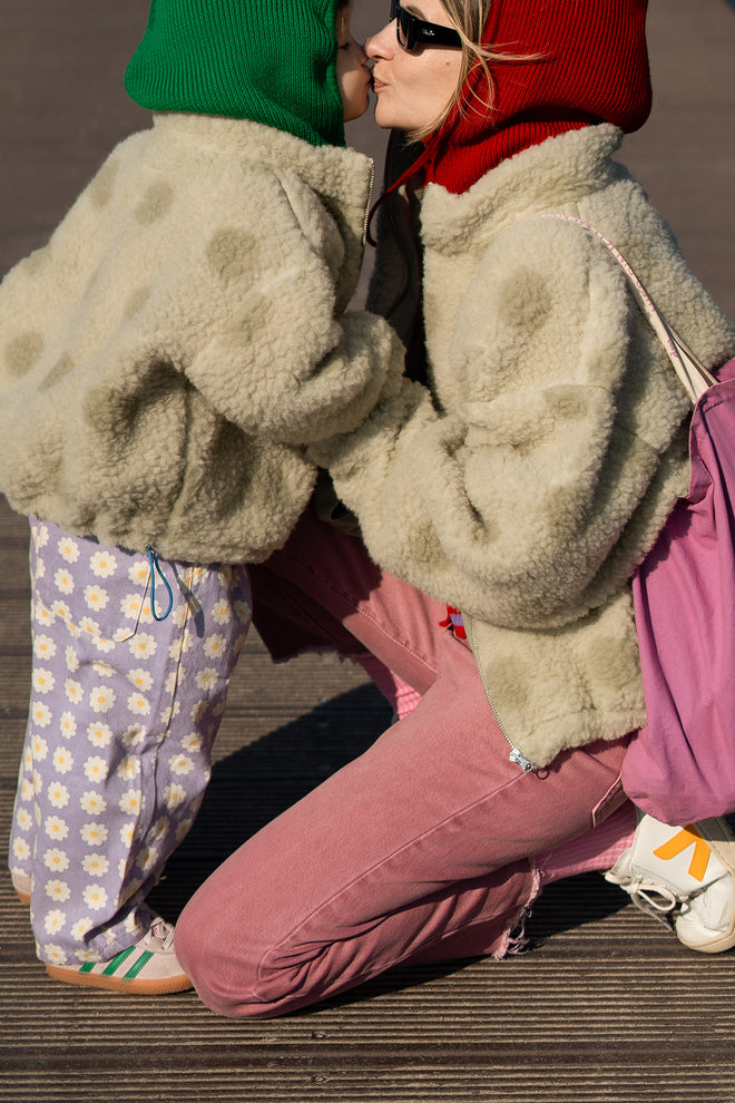 kurtka wełniana dziecięca merino bomberka polka dots jacket outfit 