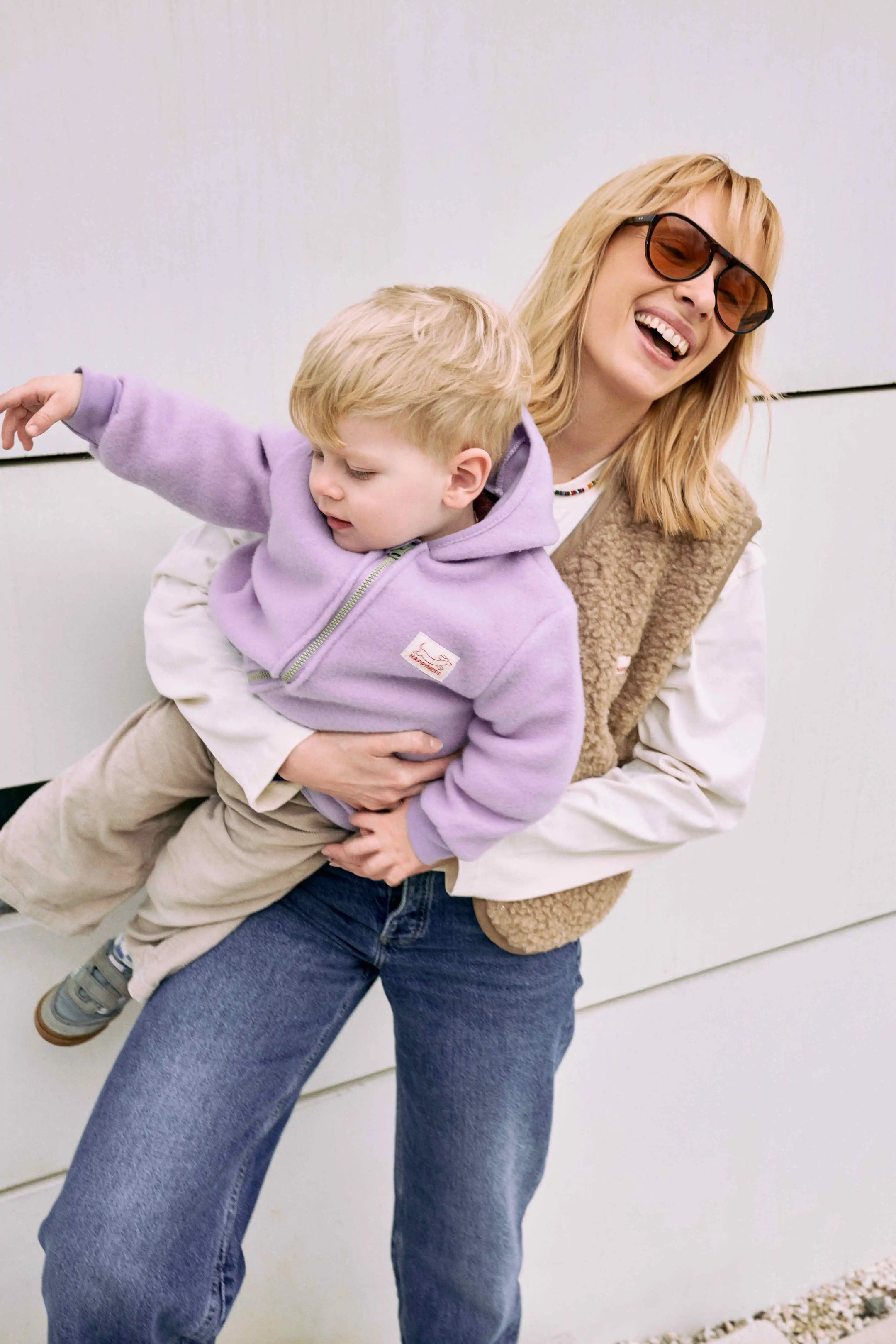 dziecięca kurtka wełniana merino fioletowa lilac children's wool merino jacket 