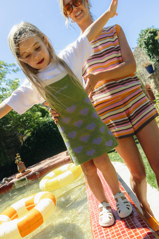 dziecięca sukienka letnia zielona bawełniana bawełna organiczna children's cotton dress lemongrass kleid kinderkleid orange baumwollkleid