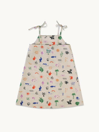 sukienka dziecięca safari lniana len bawełna organiczna tył