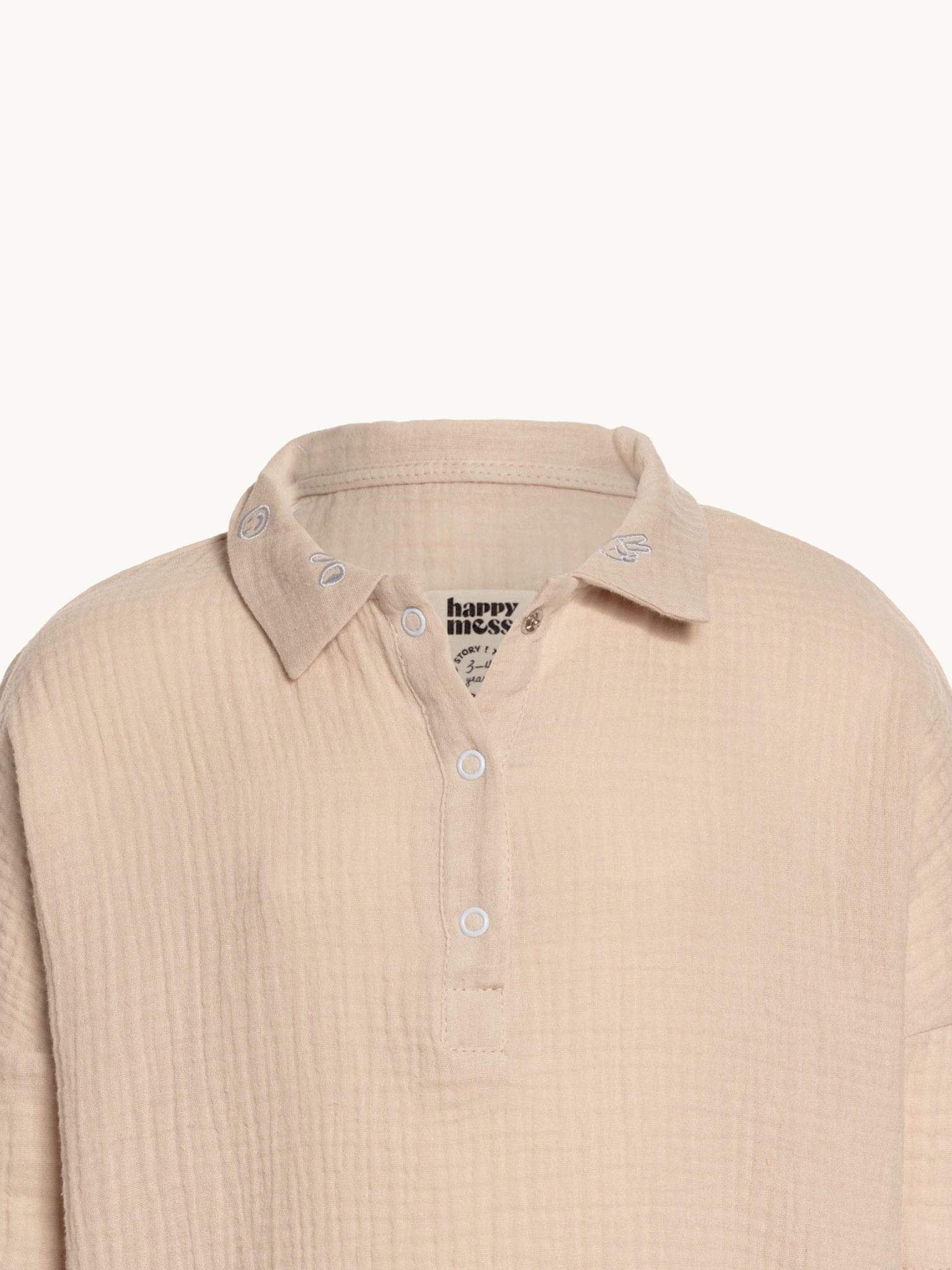 sukienka dziecięca muślinowa bawełna organiczna sand muslin dress przód detal kremowa