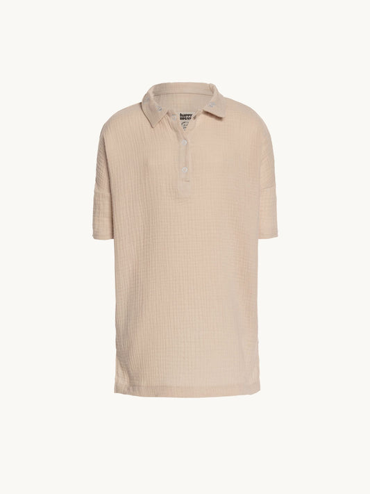 sukienka dziecięca muślinowa bawełna organiczna sand muslin dress przód kremowa