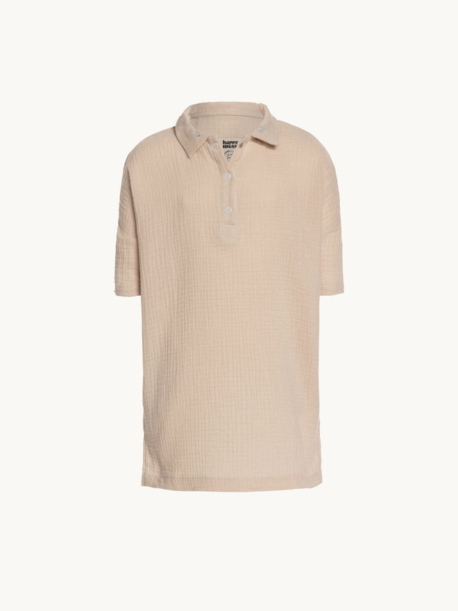 sukienka dziecięca muślinowa bawełna organiczna sand muslin dress przód kremowa