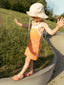 dziecięca sukienka letnia zielona bawełniana bawełna organiczna children's cotton dress tangerine kleid kinderkleid orange baumwollkleid 