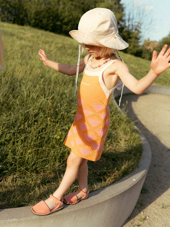dziecięca sukienka letnia zielona bawełniana bawełna organiczna children's cotton dress tangerine kleid kinderkleid orange baumwollkleid 