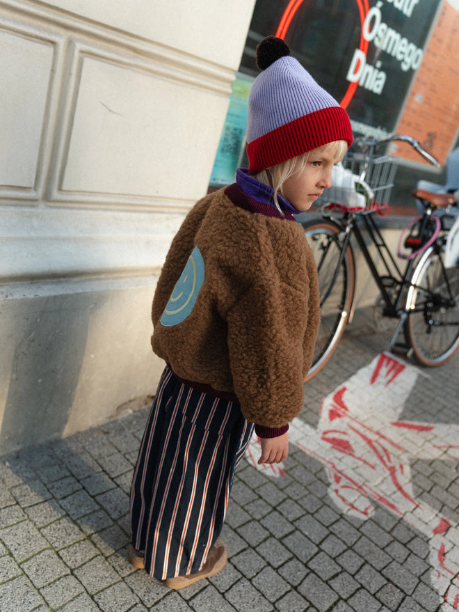 dziecięca czapka wełniana merino berry red fioletowa czerwona wool hat