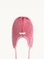 dziecięca czapka pilotka wełniana merino czerwona różowa wool hat cap cherry frost tył detal