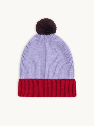 dziecięca czapka wełniana merino berry red fioletowa czerwona wool hat przód