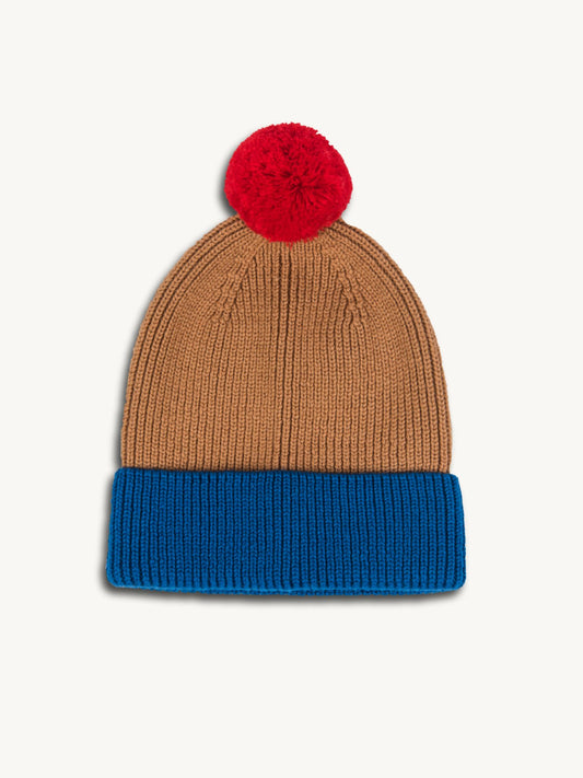 wełniana dziecięca czapka merino brązowa karmelowa caramel joy wool hat beanie